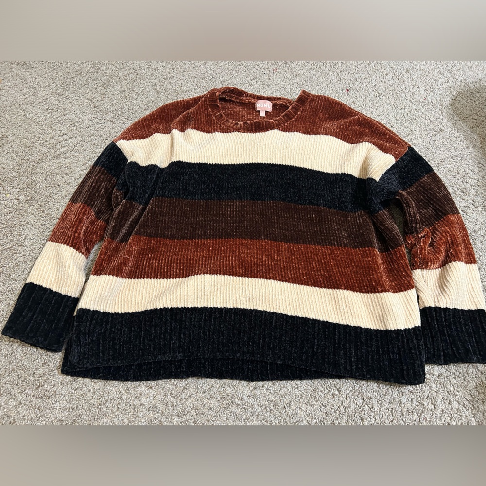 Show Me Your Mumu Jesse Sweater Stayin Alive Stripe Chenille Multicolor Sz Large